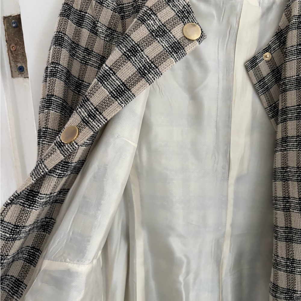 Zara Checkered Black and Cream Jacket/ Blazer - Picture 5 of 6